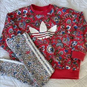 Adidas Red and Blue Floral Set